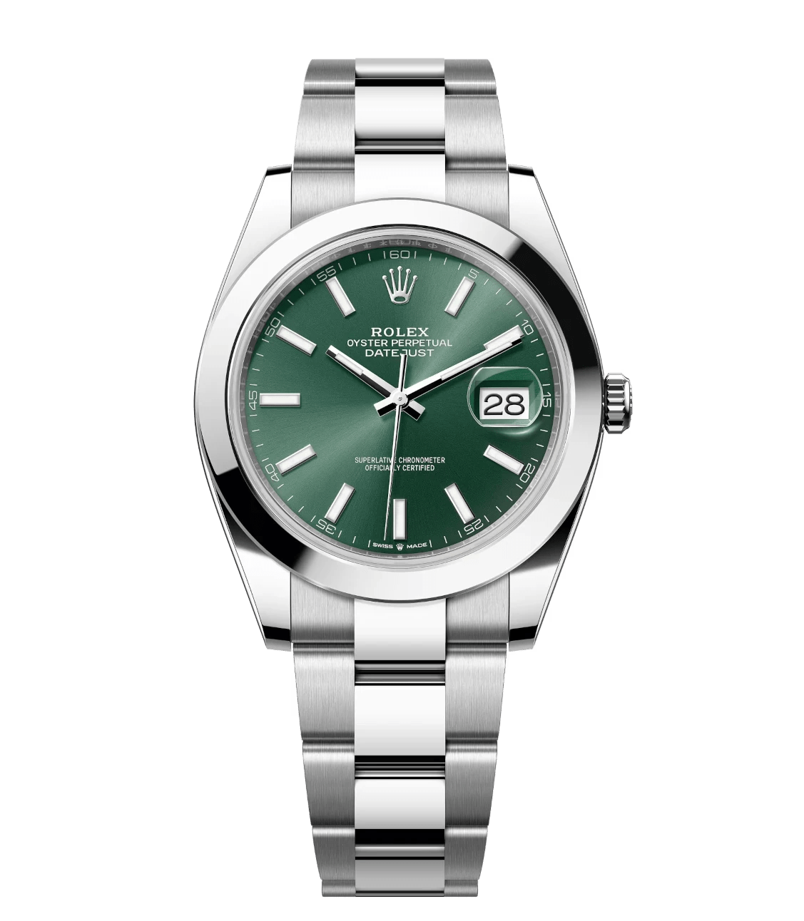 WeatherProof Rolex Datejust 41 Oyster Perpetual Oystersteel mint green dial Oyster band Reference 1668