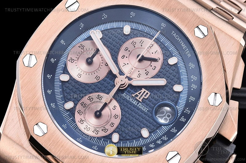 First bags ru reviews AP ROO Chronograph RG RG Blue Dot APF A3126 Mod