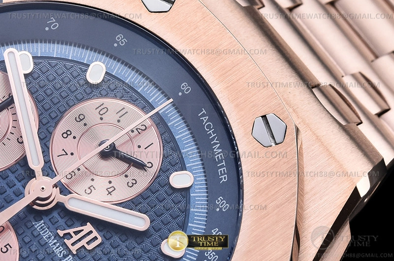 First bags ru reviews AP ROO Chronograph RG RG Blue Dot APF A3126 Mod