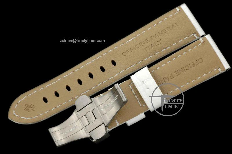 PACC005C – 22 20 Leather Strap (White) with Deployant for Pam 40