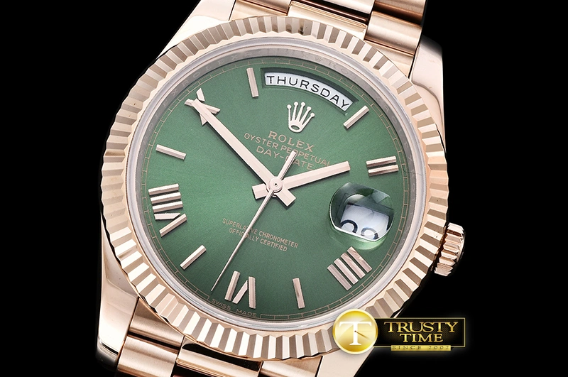 Hyperpeter RDD0208C – DayDate 40mm Flt RG RG Green Roman Noob A3255 Mod