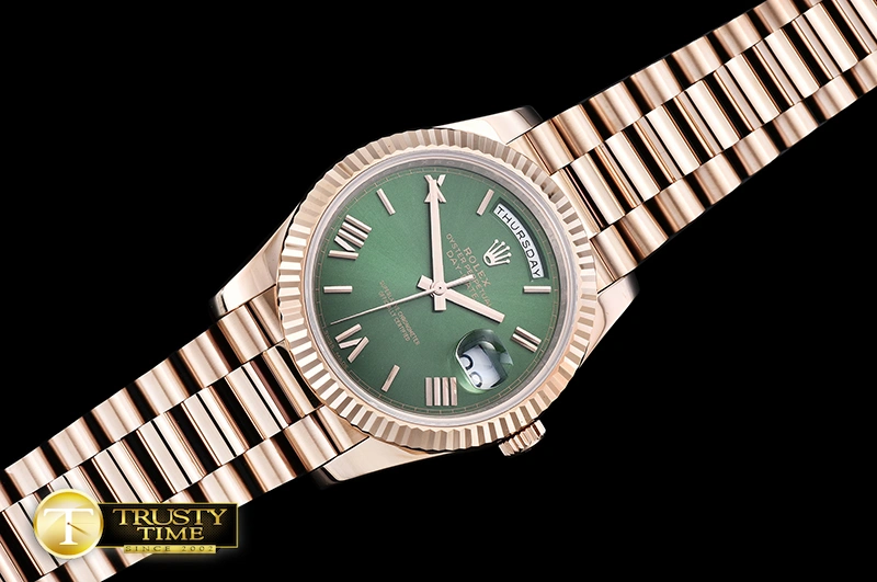 Hyperpeter RDD0208C – DayDate 40mm Flt RG RG Green Roman Noob A3255 Mod