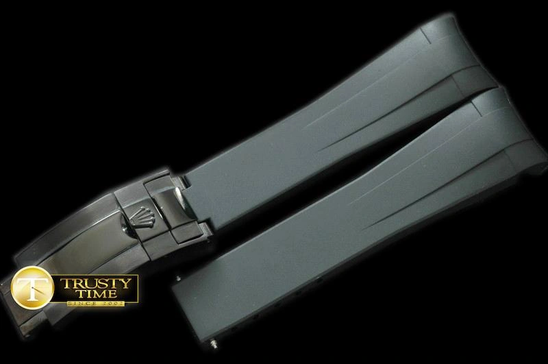 ROLACC009 – Black Rubber Strap 20 18 with PVD Insignia Clasp