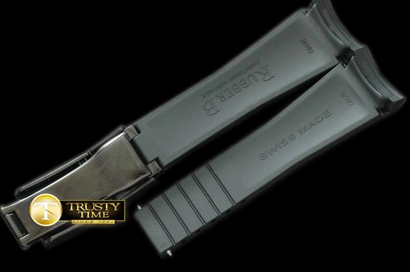 Rep ROLACC009 – Black Rubber Strap 20 18 with PVD Insignia Clasp