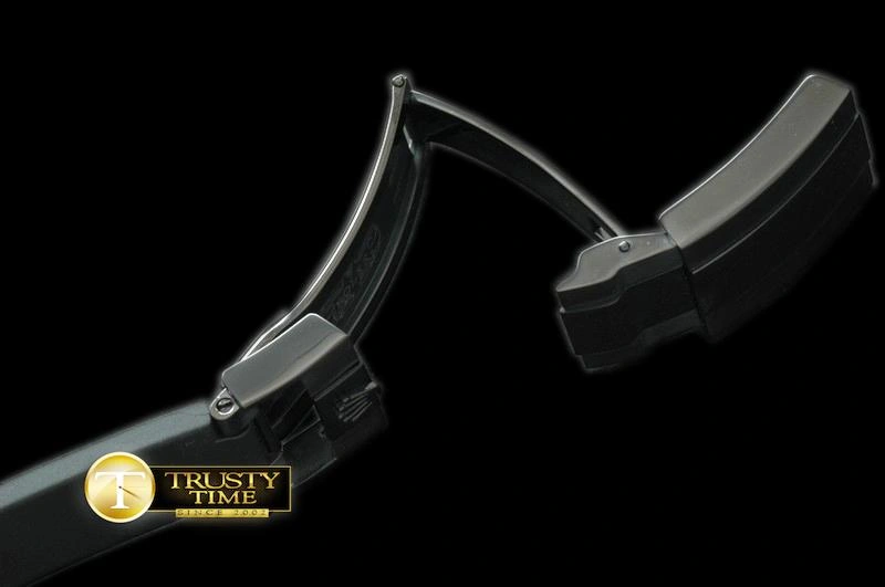 Rep ROLACC009 – Black Rubber Strap 20 18 with PVD Insignia Clasp