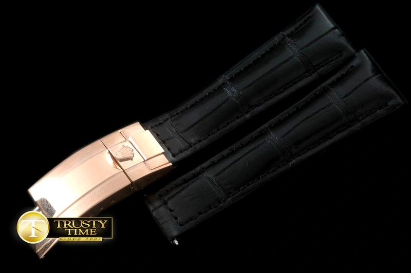 ROLACC019E – Black Croc Strap RG 20 16  New Insignia Deployant