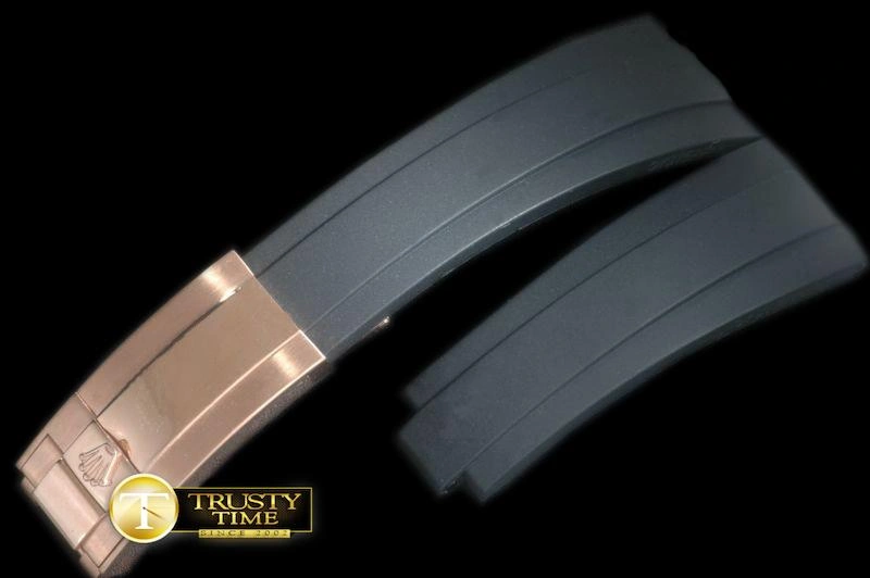 ROLACC020A – Black Rubber Strap 20 16 with RG Insignia Clasp