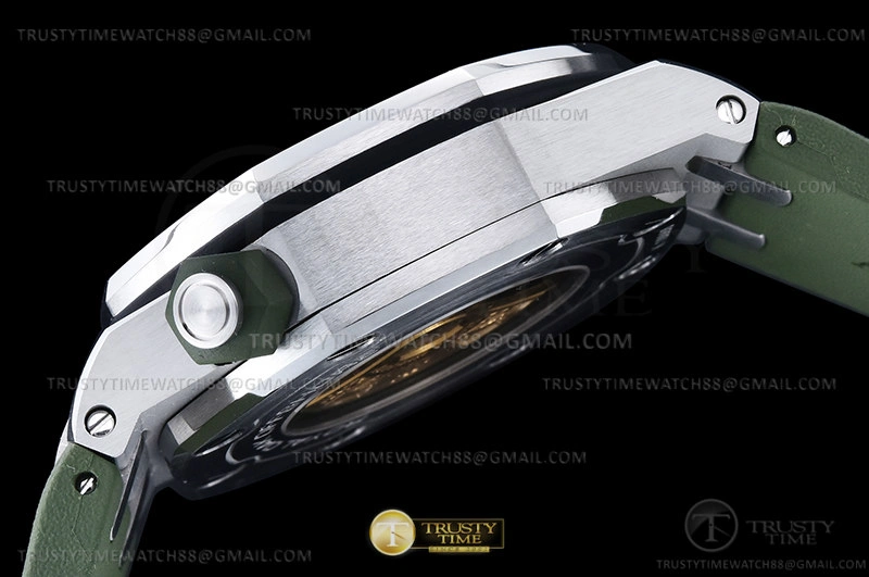 Rep ladies REP Royal Oak Offshore Diver 15710 SS RU Green APSF A3120