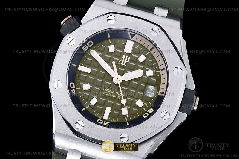 Cheap HOT Royal Oak Offshore Diver 15720 SS RU Grn APF A4308
