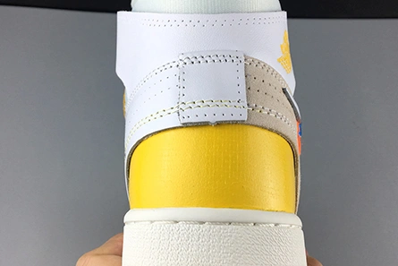 2019 AIR JORDAN 1 X OFF-WHITE NRG WHITE DARK POWDER YELLOW-CONE AQ0818-149 Practical 6483