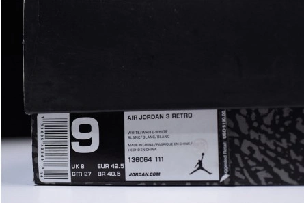 Fashion duplicate Air Jordan 3 Retro Triple White 136064-111 SportInspired 8842