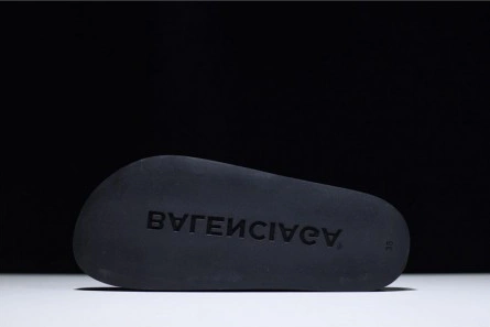 Top-grade copy Balenciaga Logo leather slip-on sandals all black logo EasyMatch 4006