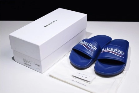 Top-grade copy Balenciaga Logo leather slip-on sandals blue 500578 WAM00 4045 Versatile 6720