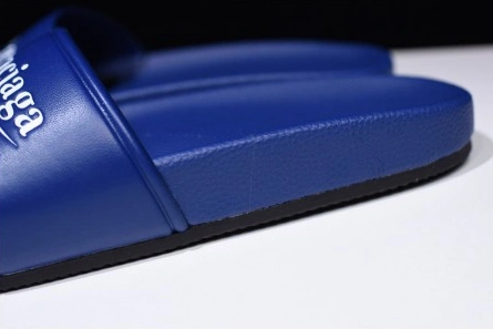 Top-grade copy Balenciaga Logo leather slip-on sandals blue 500578 WAM00 4045 Versatile 6720