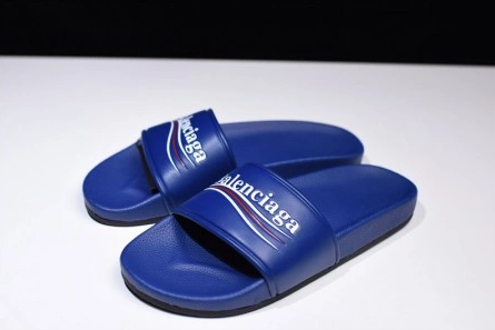 Balenciaga Logo leather slip-on sandals blue 500578 WAM00 4045 Versatile 6720