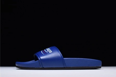 Top-grade copy Balenciaga Logo leather slip-on sandals blue 500578 WAM00 4045 Versatile 6720