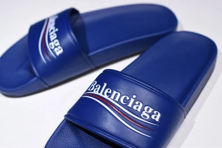 Top-grade copy Balenciaga Logo leather slip-on sandals blue 500578 WAM00 4045 Versatile 6720