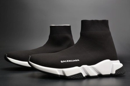Fashion duplicate BestValue 3190 Balenciaga Stretch Mesh High Top Sneaker Black White 454485 W05G0