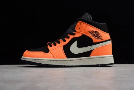 Breathable 8147 Air Jordan 1 Mid Black Orange 554724-062