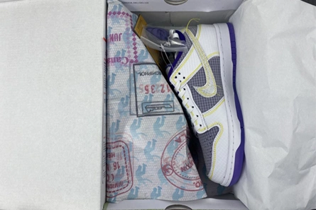 Premium replica Efficient 1644 Nike Dunk Low Union Passport Pack Grey Purple  DJ9649-500