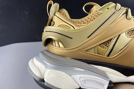 Pricetag-smart Elegant 5733 BALENCIAGA TRACK SNEAKER METAL LIC MESH WASHED GOLD 542023 W2CD1 8000