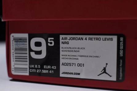 Lookalike Levi's x Air Jordan 4 'black' AO2571-001 Cozy 6127