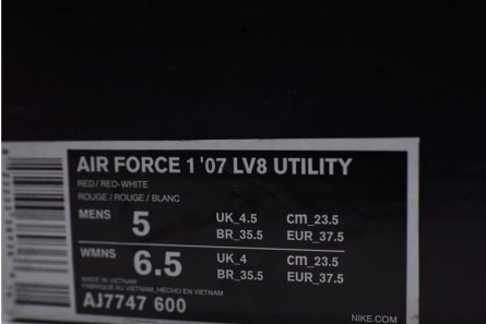 Top-grade copy Nike Air Force 1 '07 LV8 Utility Red White AJ7747-600 DailyWear 8710