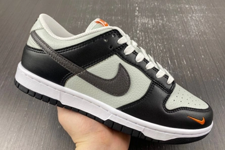 Budget-friendly Nike Dunk Low Grey Black Orange Mini Swoosh  FN7808-001 BestValue 5236