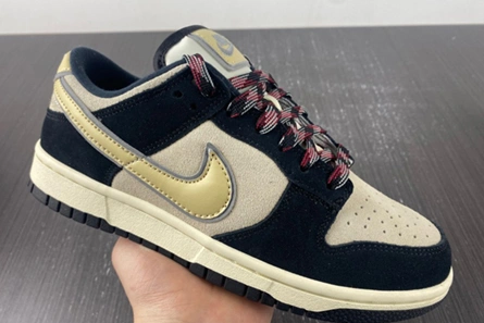 Luxury copy Nike Dunk Low LX Black Suede Team Gold (W)  DV3054-001 HighQuality 8802
