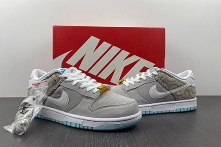 Reproduction Nike Dunk Low SE Barber Shop Grey DH7614-500 AllSeason 5105