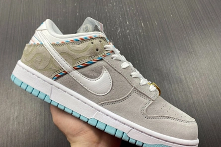 Reproduction Nike Dunk Low SE Barber Shop Grey DH7614-500 AllSeason 5105