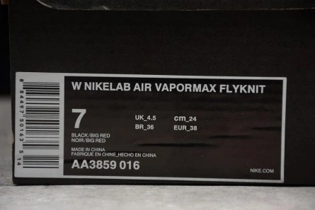 Entry-level luxury NikeLab Air VaporMax Flyknit Black Big Red womens AA3859-016 Refined 823