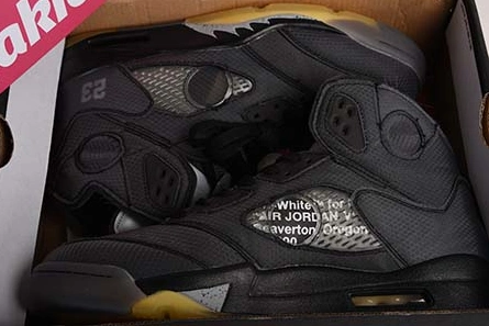 Affordable OFF WHITE AIR JORDAN 5 SP BLACK MUSLIN FIRE RED CT8480-001 SportInspired 4781