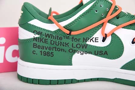 Premium replica OFF-WHITE NIKE DUNK LOW PINE GREEN CT0856-100 DailyWear 2140