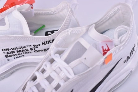 Parallel design Off White X Air Max 97 The Ten White Cone Ice Blue AJ4585-100 Classic 6642