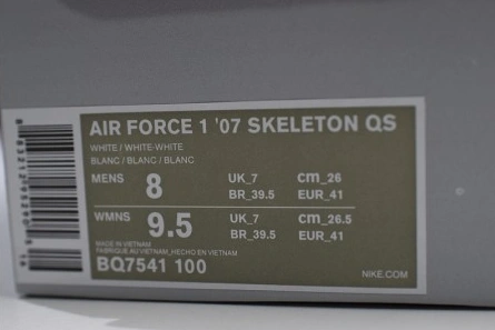 Lookalike Sleek 2992 Air Force 1 Low Skeleton Halloween (2018) - BQ7541-100