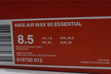 Premium replica SportInspired 6125 Nike Air Max 90 Essential Black Grey White 616730-012