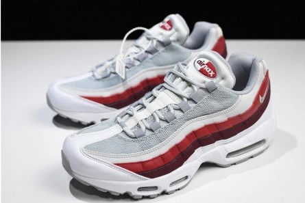 Low-cost Trendy 8310 NIKE Air Max 95 Essential Mens White-Grey-Red Running Shoes  749766-103