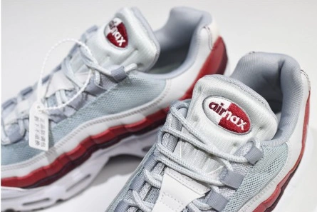 Low-cost Trendy 8310 NIKE Air Max 95 Essential Mens White-Grey-Red Running Shoes  749766-103
