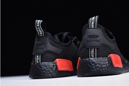 Reproduction Versatile 5890 adidas NMD R1 Core Black Lush Red - B37618