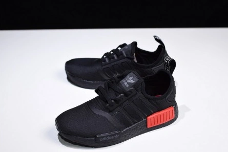 Reproduction Versatile 5890 adidas NMD R1 Core Black Lush Red - B37618