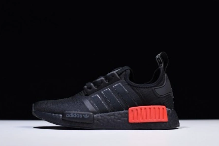 Versatile 5890 adidas NMD R1 Core Black Lush Red - B37618