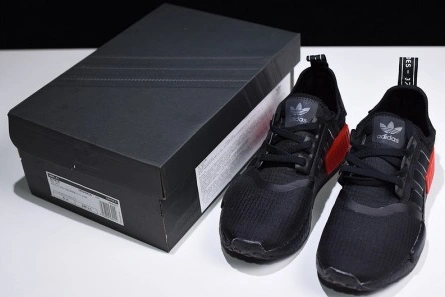 Reproduction Versatile 5890 adidas NMD R1 Core Black Lush Red - B37618