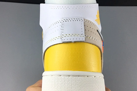 2019 AIR JORDAN 1 X OFF-WHITE NRG WHITE DARK POWDER YELLOW-CONE AQ0818-149 Sleek 1949
