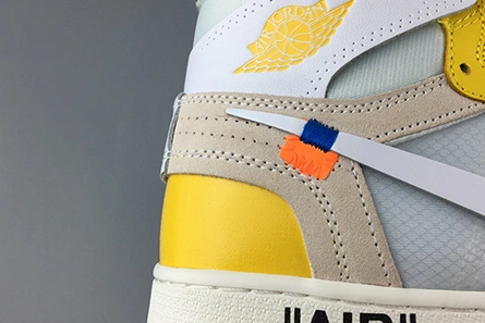 2019 AIR JORDAN 1 X OFF-WHITE NRG WHITE DARK POWDER YELLOW-CONE AQ0818-149 Sleek 1949