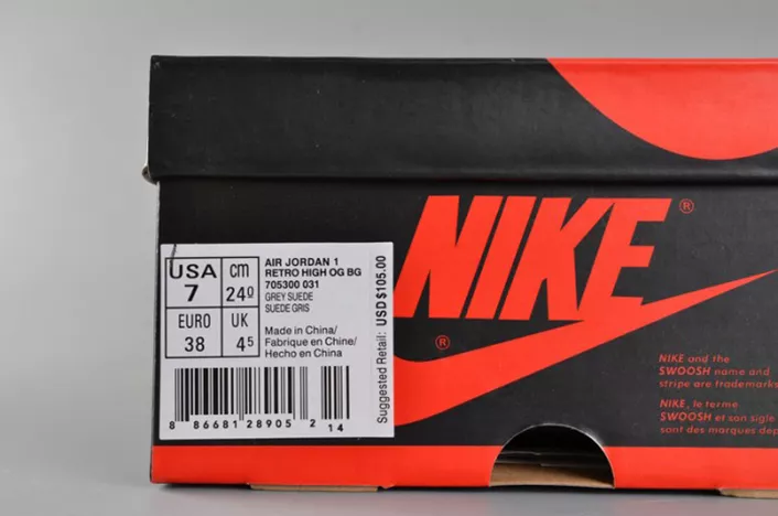 EyeCatching AIR JORDAN 1 RETRO HIGH BG (GS) wolf grey womens 705300-031 305