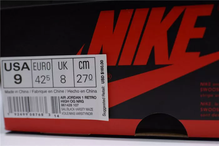 Air Jordan 1 No Ls Varsity Maize 861428-107 Elegant 322