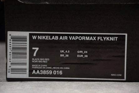 6109 NikeLab Air VaporMax Flyknit Black Big Red womens AA3859- StreetReady 1483