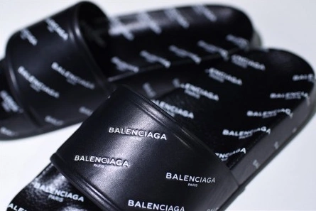 Balenciaga Logo leather slip-on sandals all black logo TopPick 2113