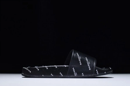 Balenciaga Logo leather slip-on sandals all black logo TopPick 2113